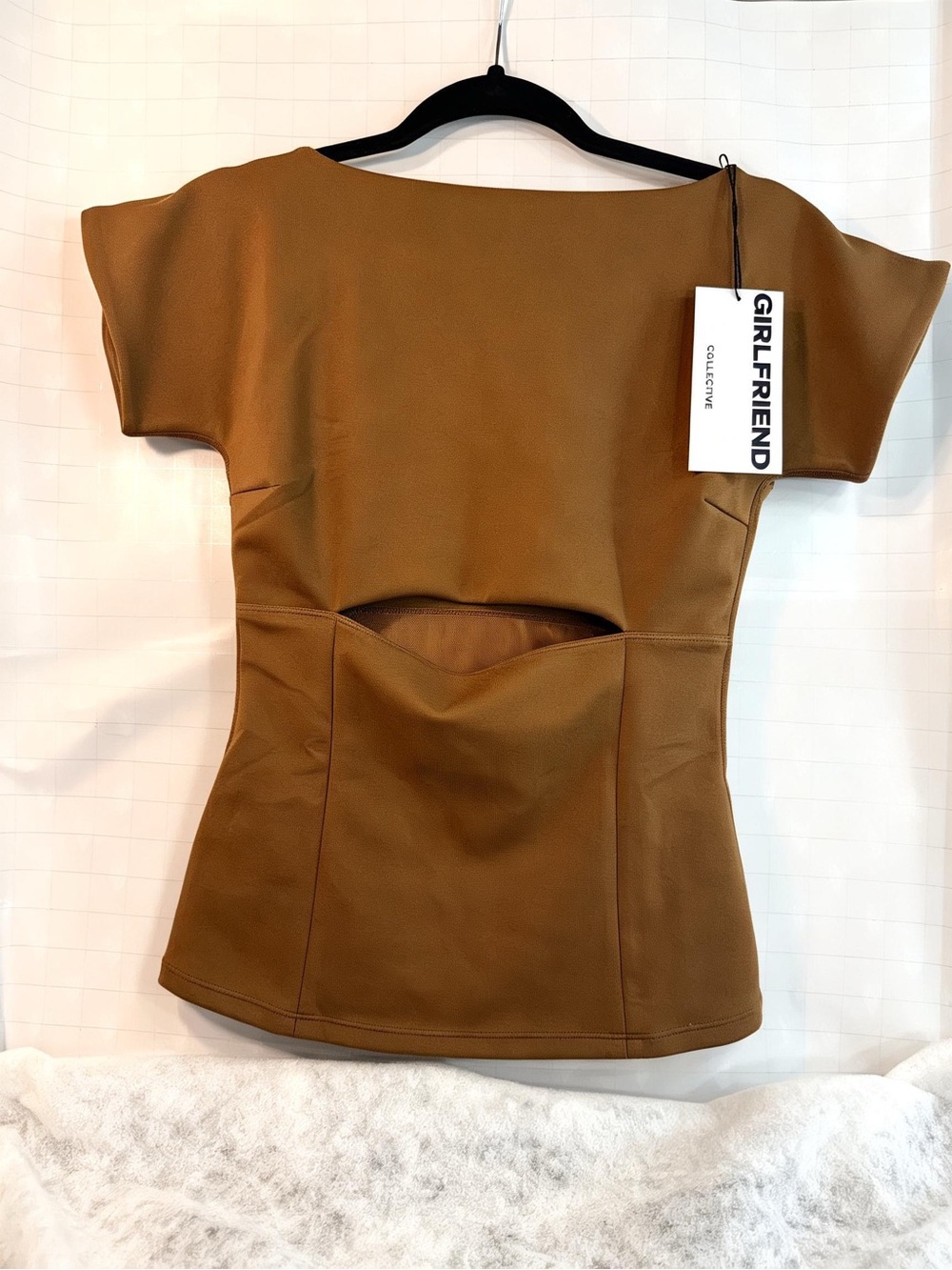 Girlfriend Collection Brown Cutout Women's Top